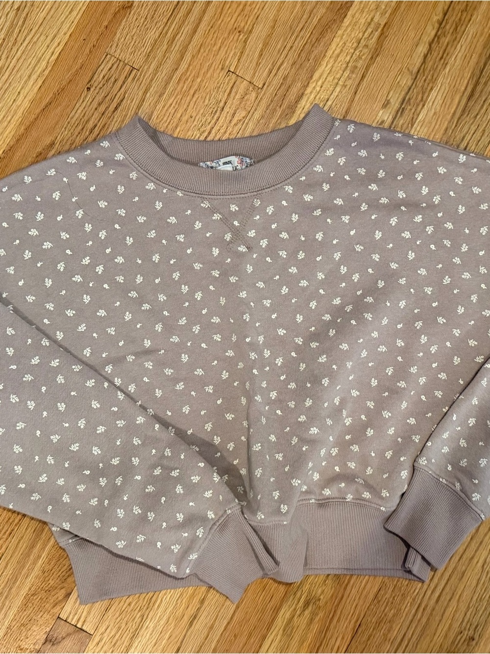 Pink Republic Taupe Floral Crewneck Sweatshirt